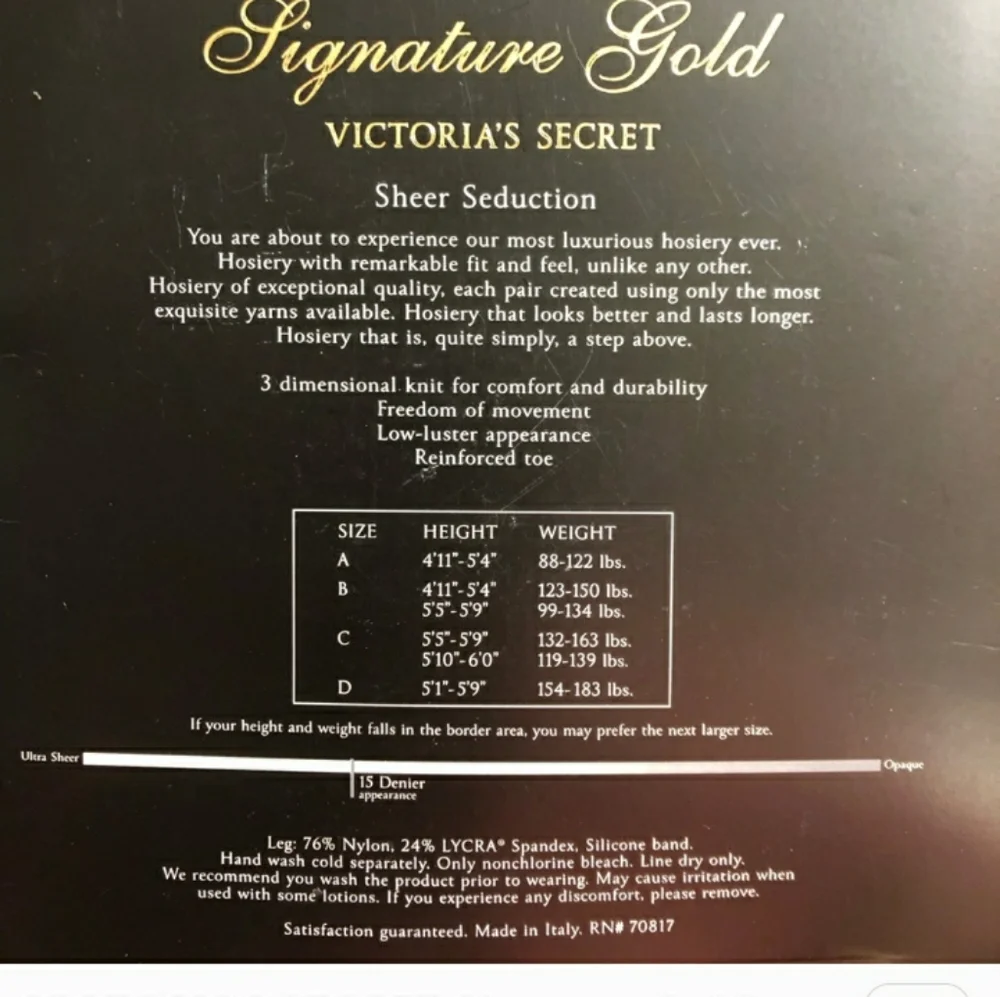 VICTORIA'S SECRET Signature Gold Sheer Thigh Highs